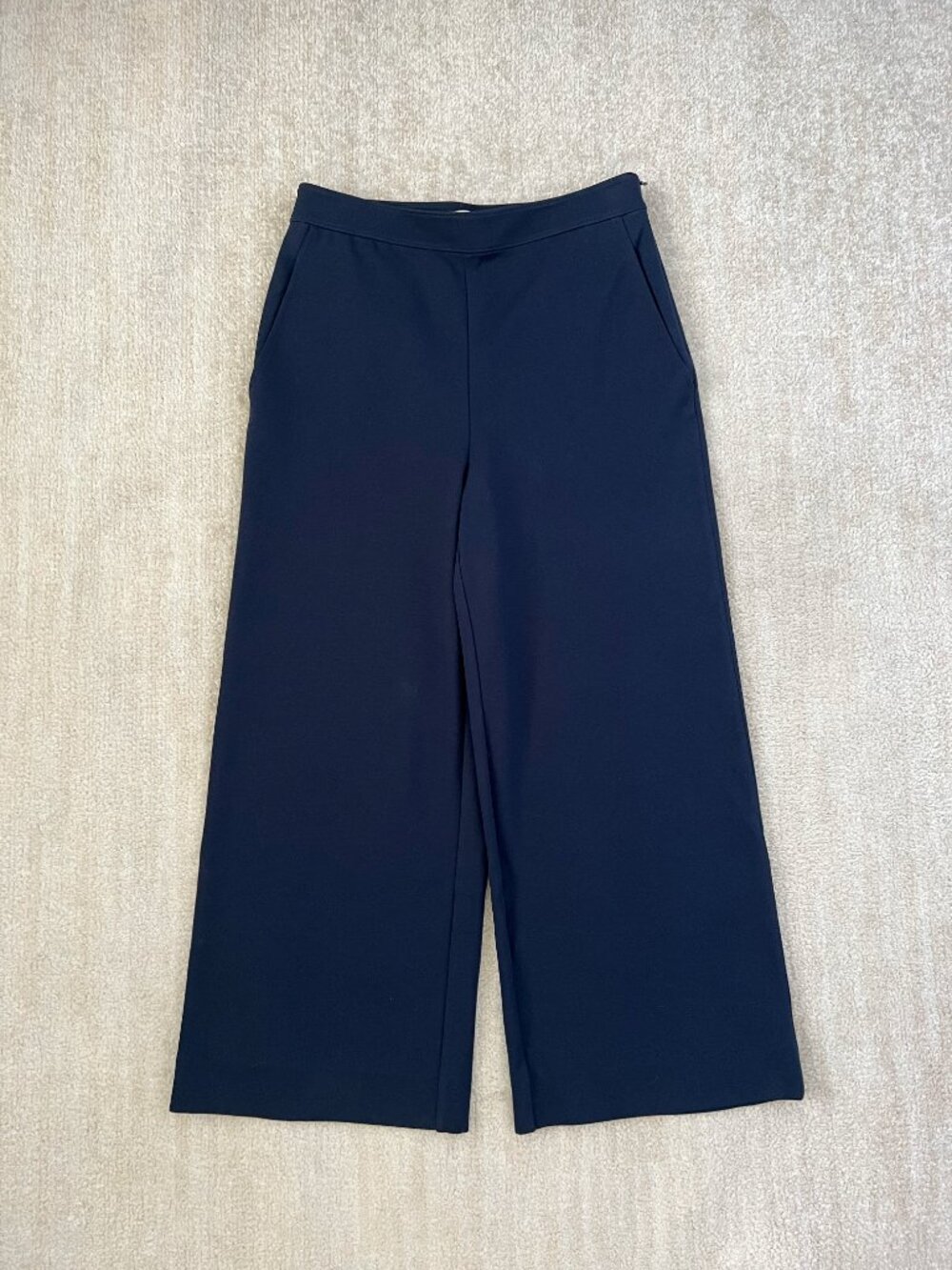 St. John Knit Wide Leg Blue Crop Work Pants 6